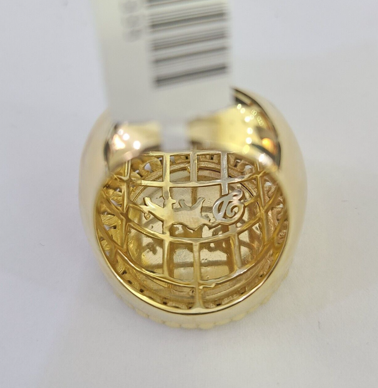 10k Diamond 50 Pesos Ring 1947 Mexico Mexican Mens Yellow Gold