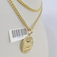 10K Gold Miami Cuban Chain Last Supper Charm 18"-30" 3mm REAL Pendant Necklace