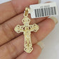 Real 10k 3mm Rope Chain Jesus Cross Pendant Charm 18" 20" 22" 24" 26" Set Yellow