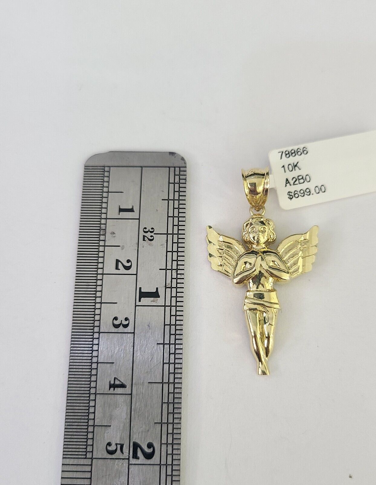 10K Gold Miami Cuban Chain Praying Angel Charm 18"-30" 3mm REAL Pendant