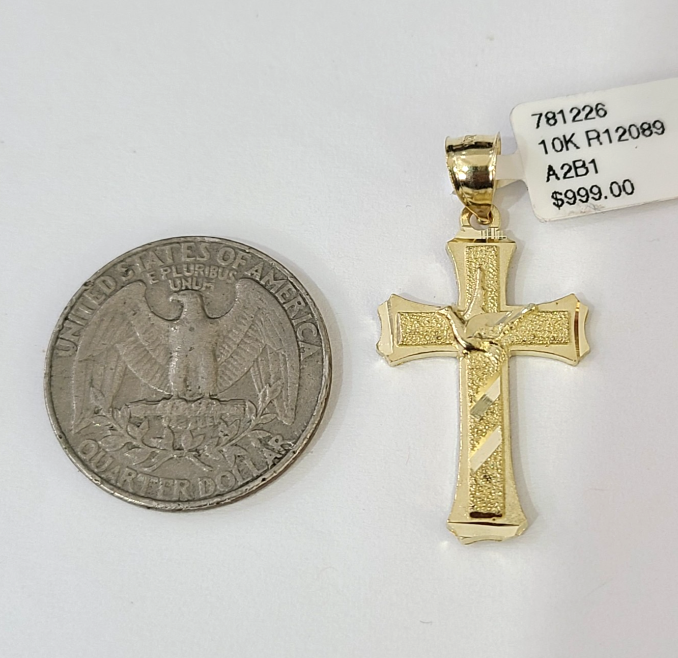 Real 10K Jesus Cross Crucifix Pendant Yellow Gold Charm Genuine