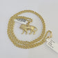 10k 2.5mm Rope Chain Lion Pendant 18"-30" Yellow Gold Set Charm Necklace