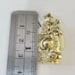 REAL 10k Yellow Gold Palm Chain Laughing Buddha Pendant Charm 3mm Necklace SET