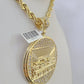 Real 10k Solid Rope Chain Last Supper Charm Set 6mm 20"-30" Inch Necklace Gold