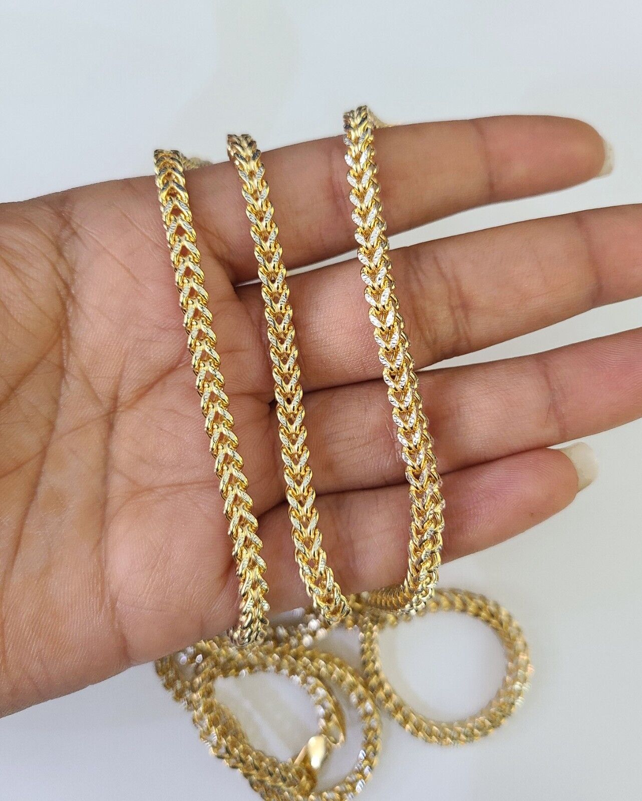 14K Franco Chain Necklace 18" 20" 22" 4mm Yellow Gold Diamond Cut Real