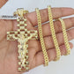 10K Franco Chain Jesus Crucifix Cross Pendant Charm Necklace 20"-28" 4mm Gold