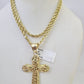 Real 10k Gold Rope Chain Jesus Cross Charm Pendant SET Necklace 3mm 20"-30" Inch