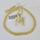 10k Gold Initial M Charm Rope Chain 16"-26" 2.5mm SET Necklace Alphabet Pendant