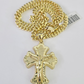 10k Crucifix Cross Charm Miami Cuban Chain Pendant Set 5mm 18"28" Necklace Gold