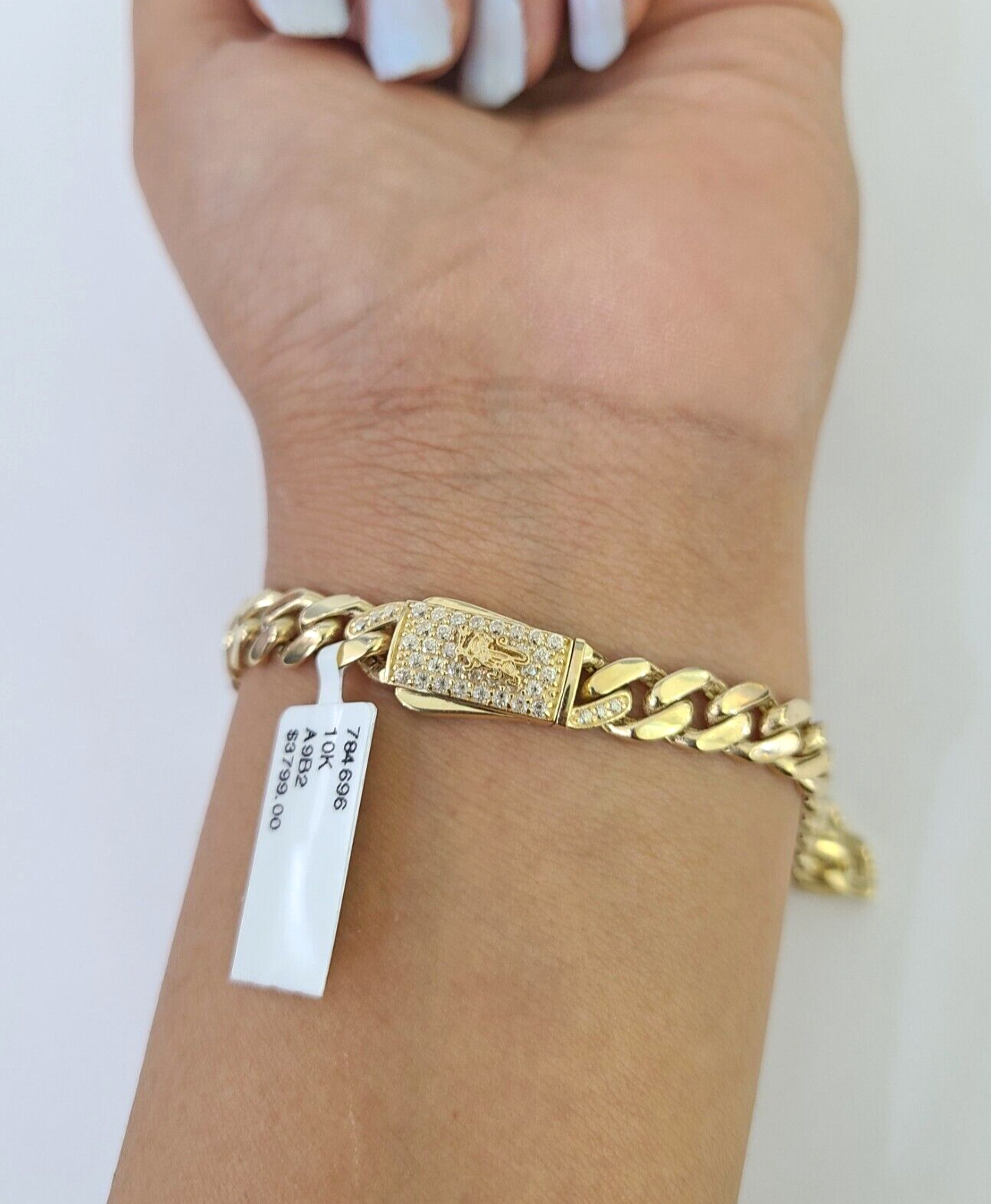 Real 10K Royal Monaco Bracelet Yellow Gold 7" Box Clasp 7mm Genuine Unisex