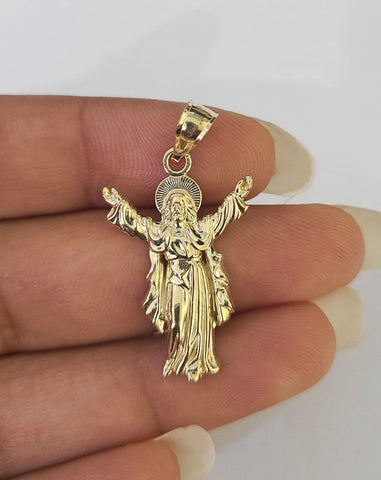 Real 10K Jesus Full Body Pendant Charm Genuine Religious Yellow Gold