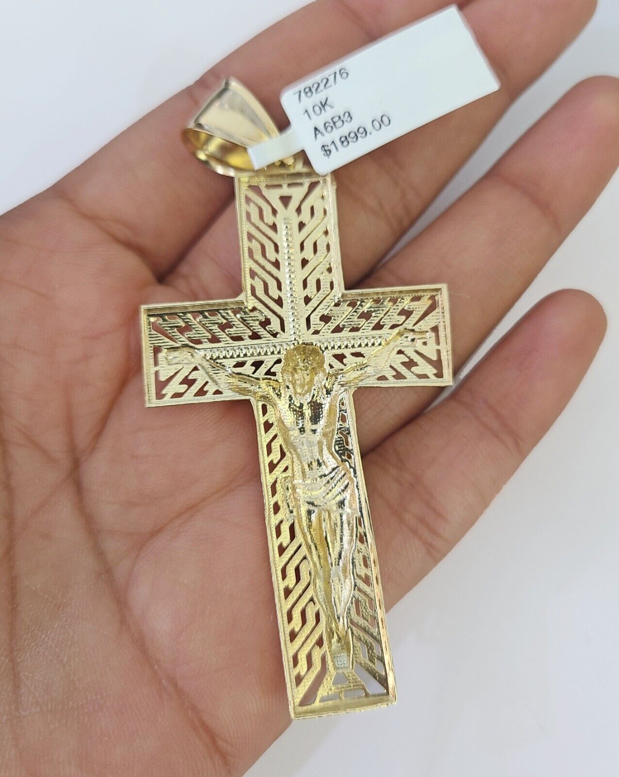 10K Franco Chain Jesus Cross Pendant Charm Necklace 20"-26" 5mm Gold SET Yellow