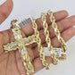 Real 10k Rope Chain Jesus Cross Charm Set 7mm 20"-28" Inch Necklace Yellow Gold