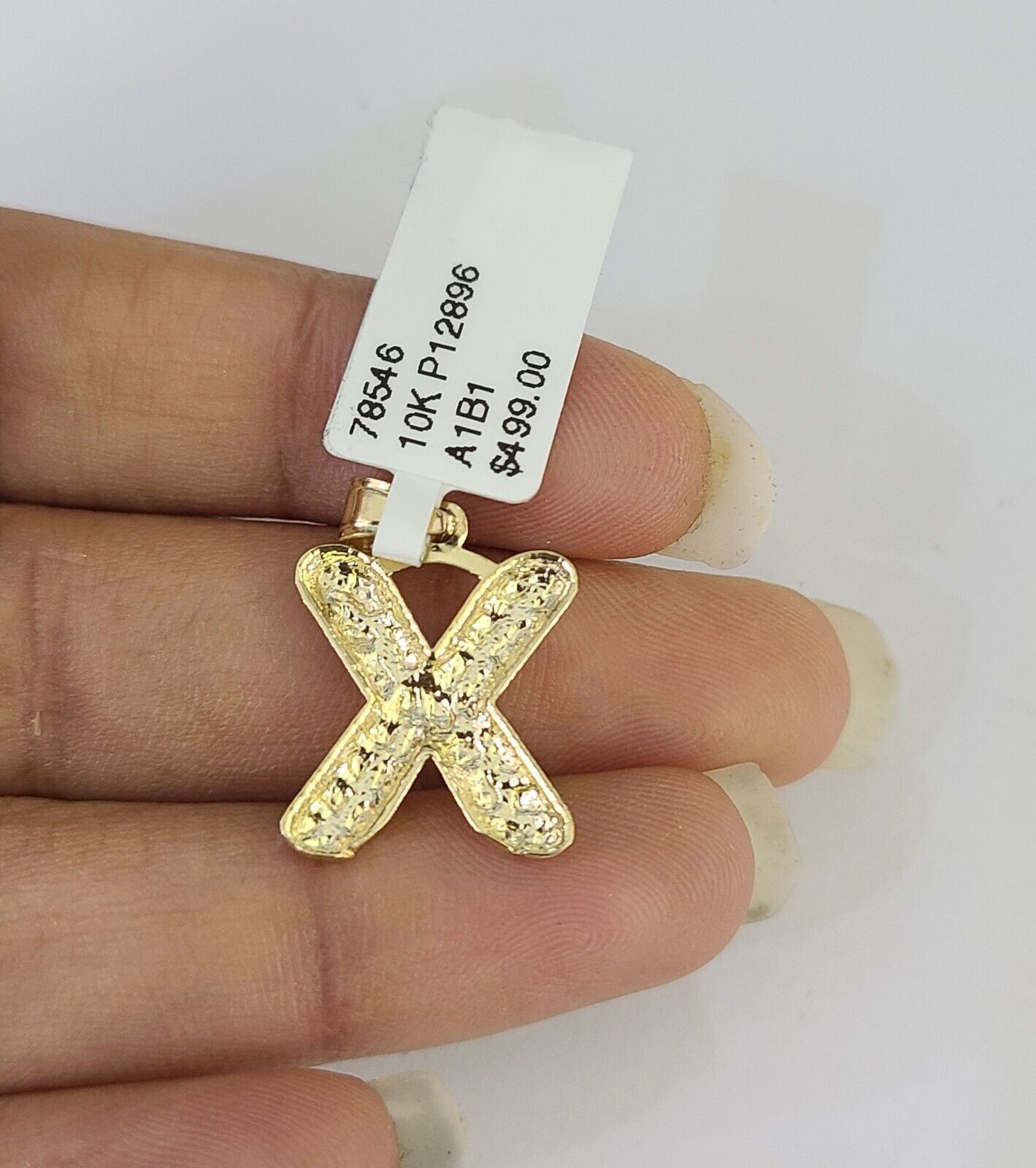 10k Gold Initial X Charm Rope Chain 16"-26" 2.5mm SET Necklace Alphabet Pendant