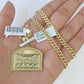 10k Yellow Gold Chain Last Supper Charm Pendant Set 5mm Miami Cuban Necklace