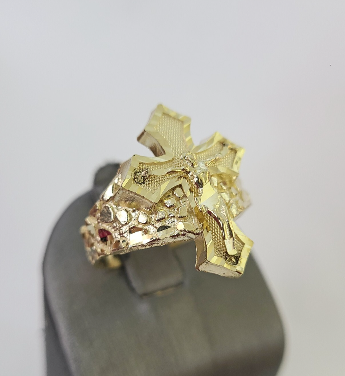 Real 10k Jesus Crucifix Cross Ring Band Yellow Gold Mens Casual Ring 10kt Size 8