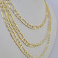 10K Figaro Link Chain Necklace Yellow Gold 6.5mm 20" 22" 24" 26" 28" 30" 10kt