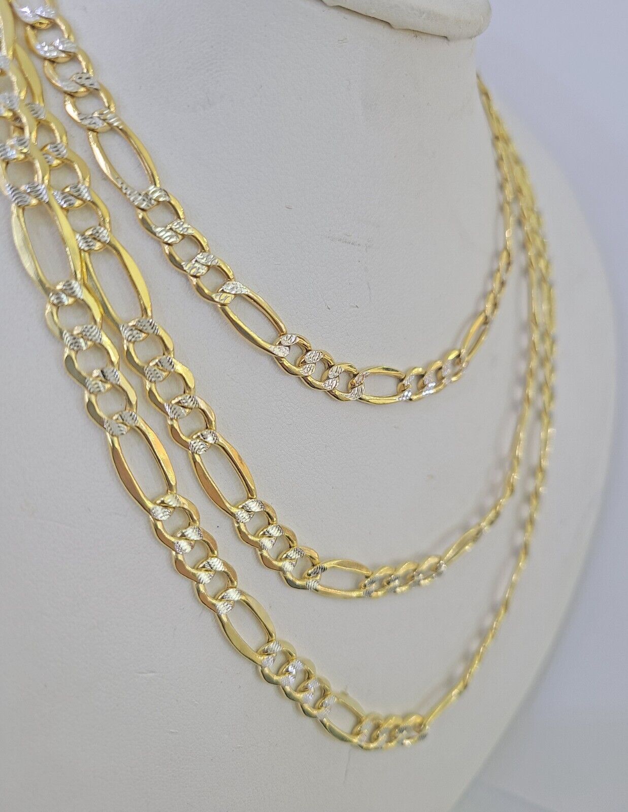 10K Figaro Link Chain Necklace Yellow Gold 6.5mm 20" 22" 24" 26" 28" 30" 10kt