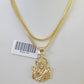 10K Franco Chain Jesus Pendant Charm Necklace 16"-24" 2mm Yellow Gold SET