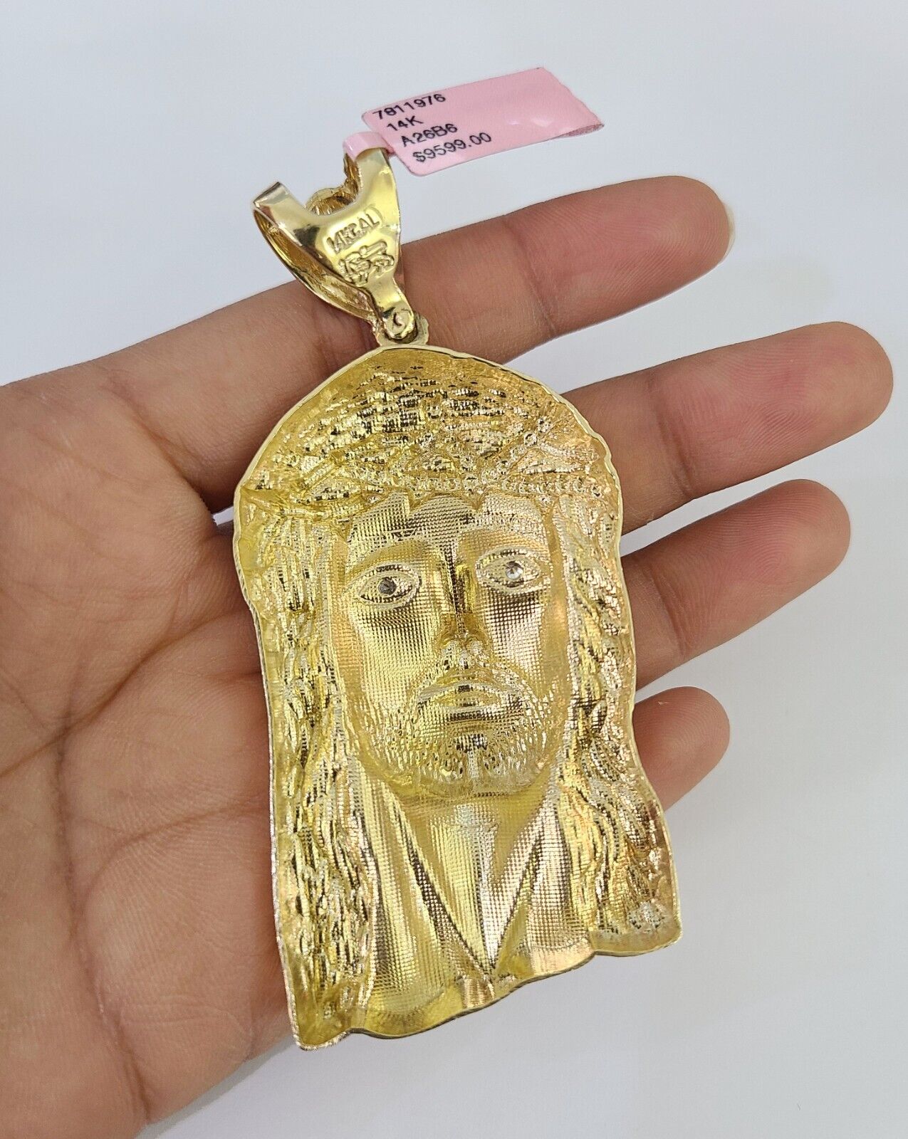 Real 14k Solid Chain Jesus Head Charm Set Miami Cuban 6mm Necklace Pendant Gold