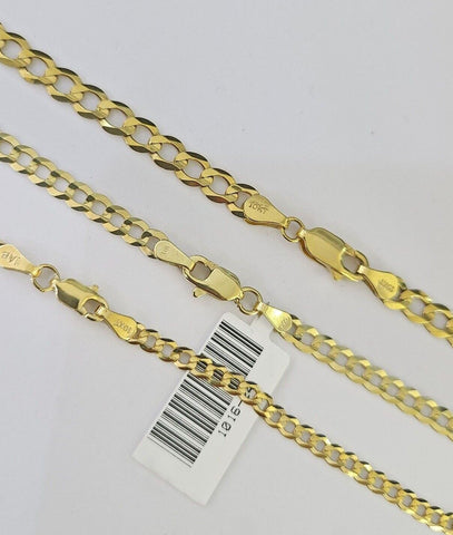 10k Gold Cuban Curb Necklace Chain 3mm 4mm 5mm 18-28 Inches 10kt Yellow Real