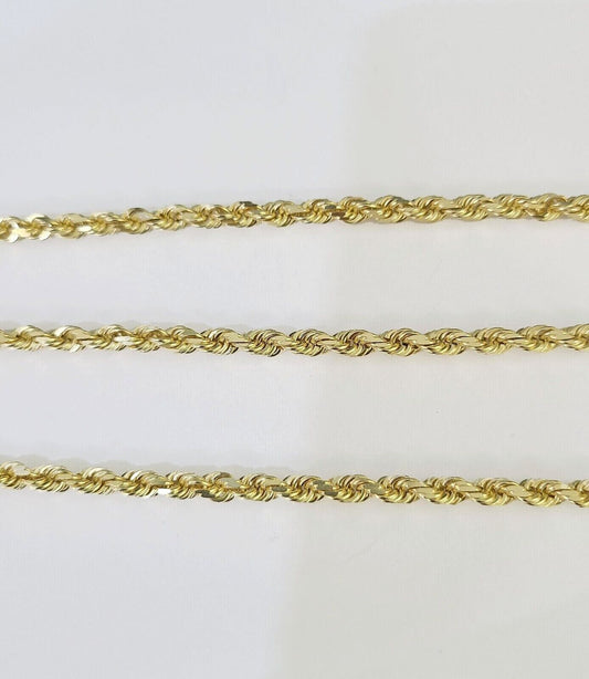 14k Real Solid Rope Chain Yellow Gold 4mm 18"-26" Inch Men Women Genuine