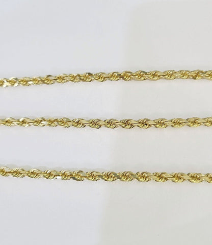 14k Real Solid Rope Chain Yellow Gold 4mm 18"-26" Inch Men Women Genuine