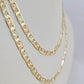 14k Valentino Chain Trio Gold Necklace Women's Link 24" inches 4mm Diamond Cuts