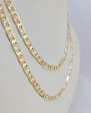 14k Valentino Chain Trio Gold Necklace Women's Link 24" inches 4mm Diamond Cuts