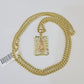 10k Miami Cuban Chain Virgin Mary Charm Set 4mm 18"-28" Necklace Yellow Gold