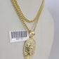 10K Gold Miami Cuban Chain Jesus Head 18"-28" 3mm Pendant Necklace SET Charm