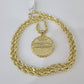 Real 10k Gold Rope Chain Last Supper Nugget Pendant Set 4mm 18"-28"
