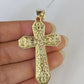 Real 10k Gold Rope Chain Jesus Cross Charm Pendant SET Necklace 3mm 20"-30" Inch