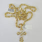 Real 10k Rope Chain Jesus Cross Charm Necklace Pendant Set 5mm 20"-30" Inch Gold