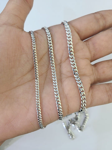 10k Miami Cuban Link Chain White Gold Necklace 18-26 Inches Real Men Women