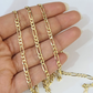 Real 14k Solid Gold Chain Figaro Link Necklace 3mm 18"-28" Men Women 14kt