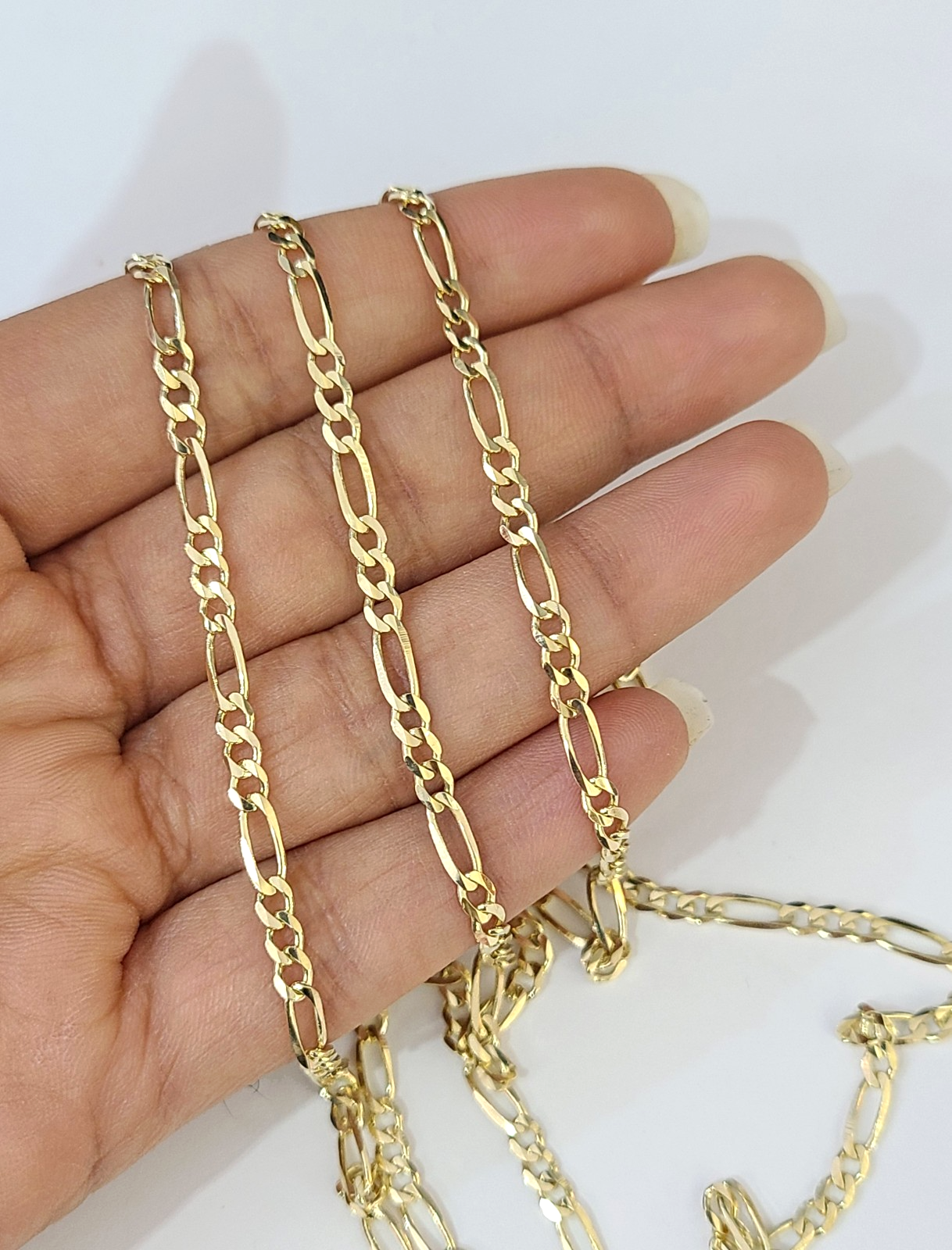 Real 14k Solid Gold Chain Figaro Link Necklace 3mm 18"-28" Men Women 14kt