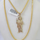 10K Franco Chain Saint Jude Pendant Charm Necklace 20"-26" 2.5mm Yellow Gold