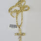 10k Milano Rope Chain Nugget Cross Charm Necklace SET 3mm 18" 20" 22" 24 Pendent