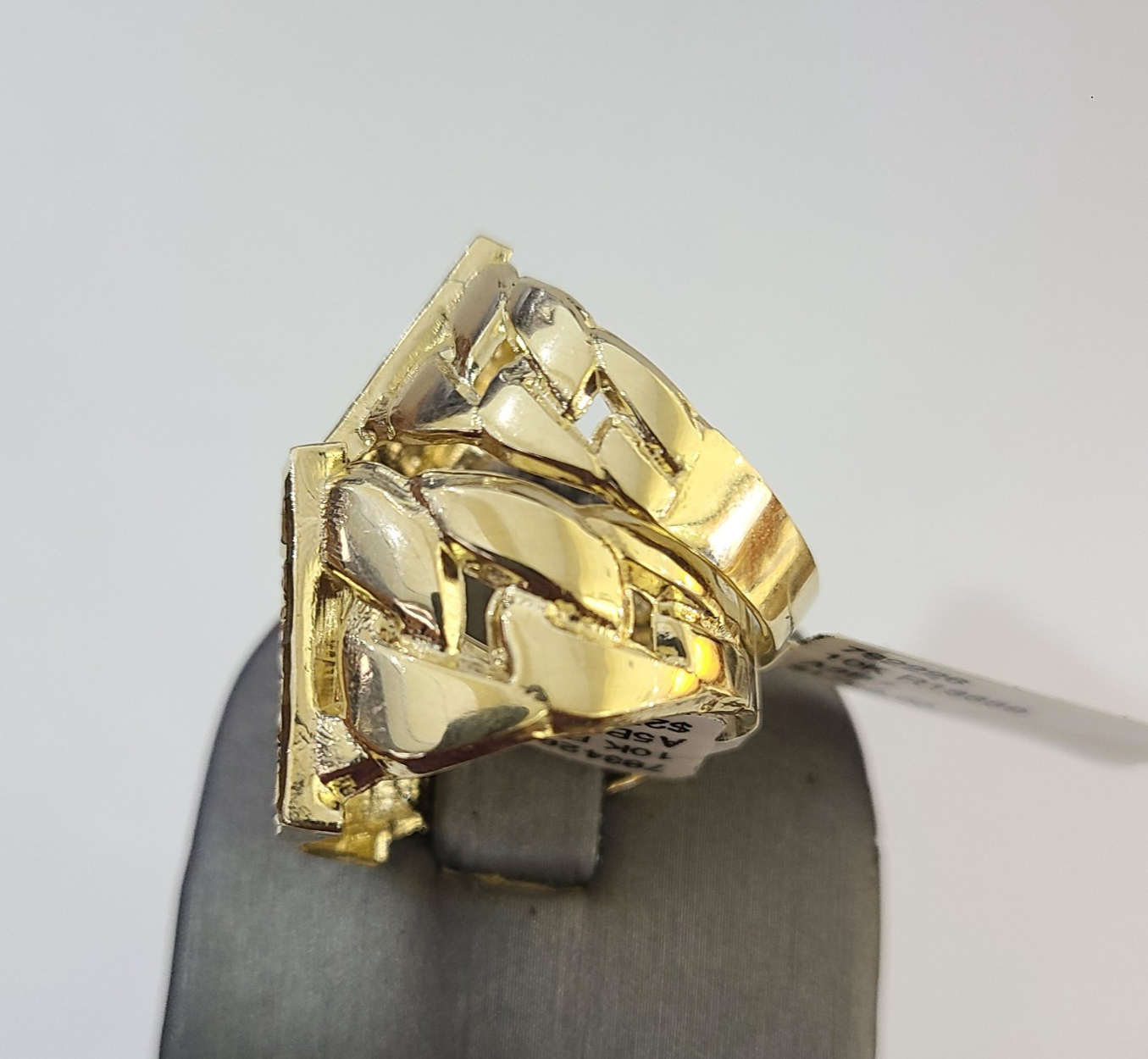 10k Nugget Cuban Ring Yellow Gold Women Men Real Genuine 10Kt