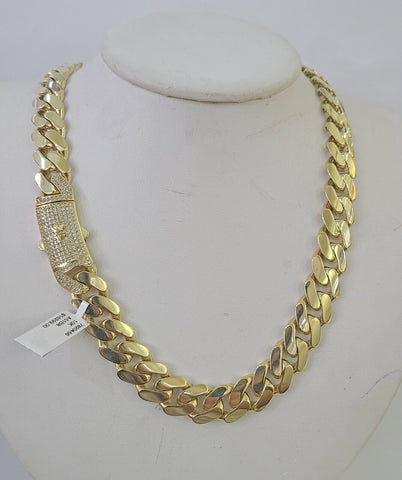 Real 10K Royal Monaco Chain Box Clasp 13mm Gold Necklace 10Kt 26" Genuine