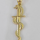 Real 10K Snake Sword Pendant 1.5" Yellow Gold Charm Veterinarian Caduceus