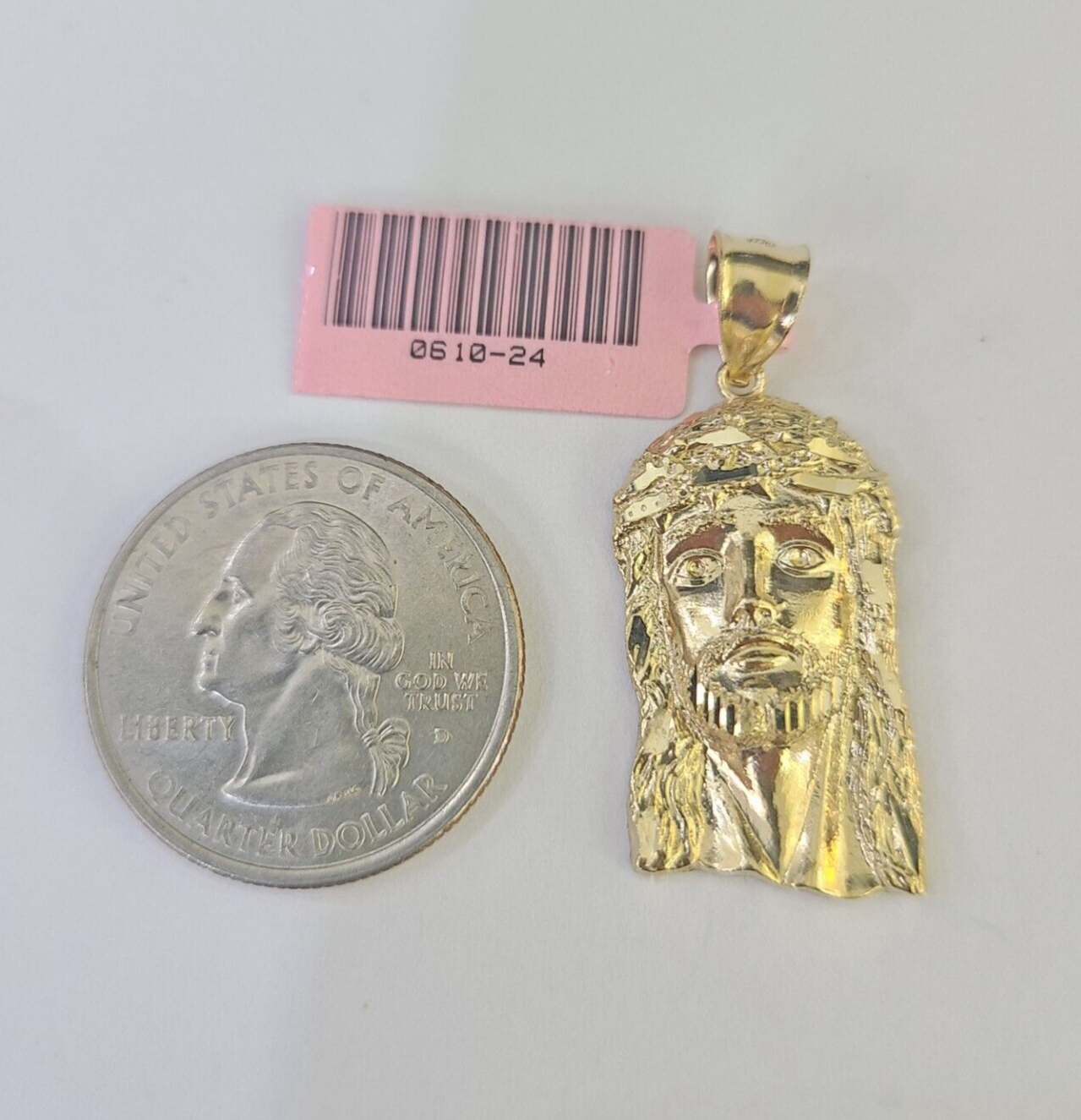 Real 14K Yellow Gold Jesus Head Pendant Charm Genuine 1.25"