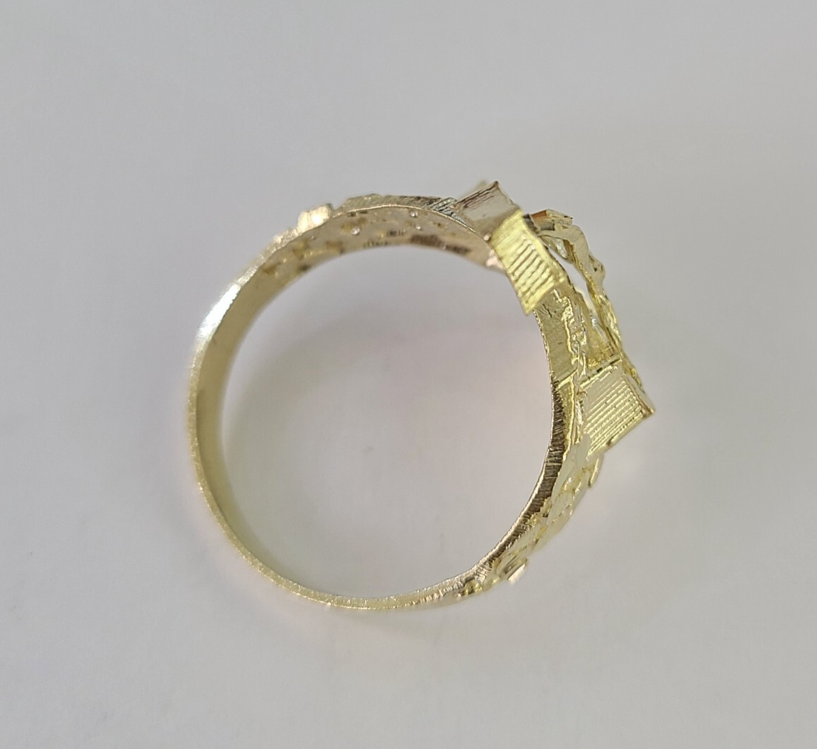 Real 10k Jesus Crucifix Cross Ring Band Yellow Gold Mens Casual Ring 10kt Size 8