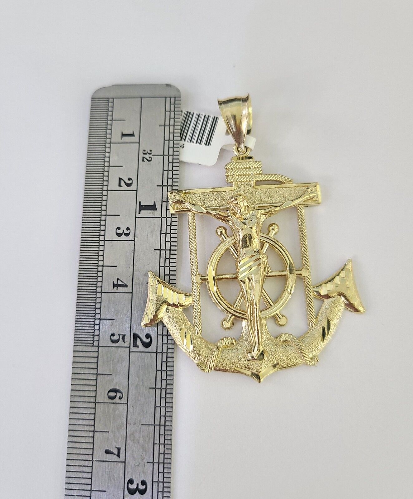 10K Franco Chain Jesus Anchor Pendant Charm Necklace 20"-28" 4mm Yellow Gold SET