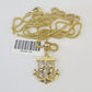 10K Solid Franco Chain Jesus Anchor Pendant Charm Necklace 18"-24" 1mm Gold