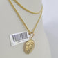 10K Solid Franco Chain Jesus Virgin Mary Pendant Charm Necklace 18"-24" 1mm Gold