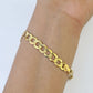 10k Yellow Gold Cuban Link ID Bracelet 8" 7mm Lobster Clasp Real 10Kt