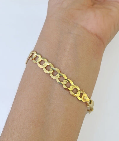 10k Yellow Gold Cuban Link ID Bracelet 8" 7mm Lobster Clasp Real 10Kt