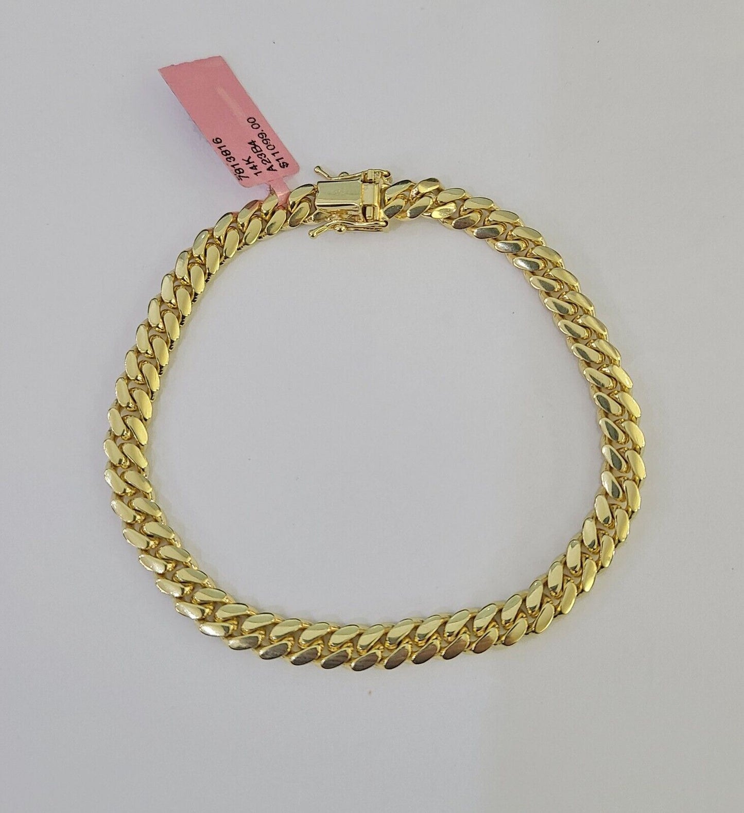 14K Solid Miami Cuban Bracelet Yellow Gold Box Clasp 8" Inch 6mm Link